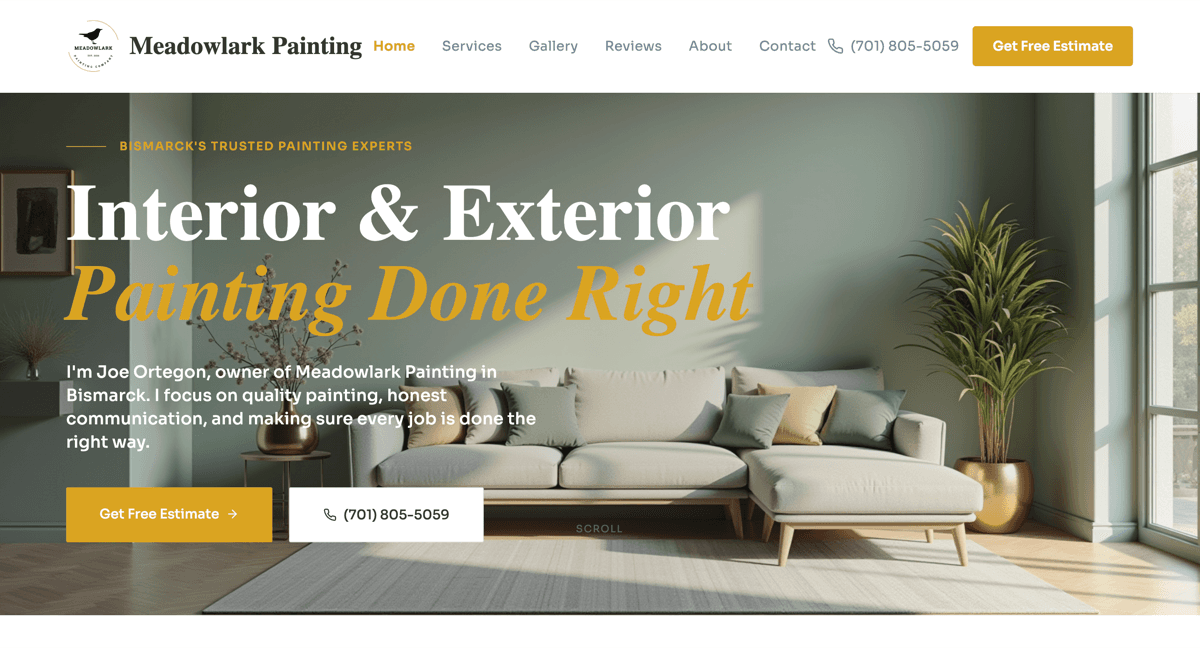 Meadowlark Painting website screenshot