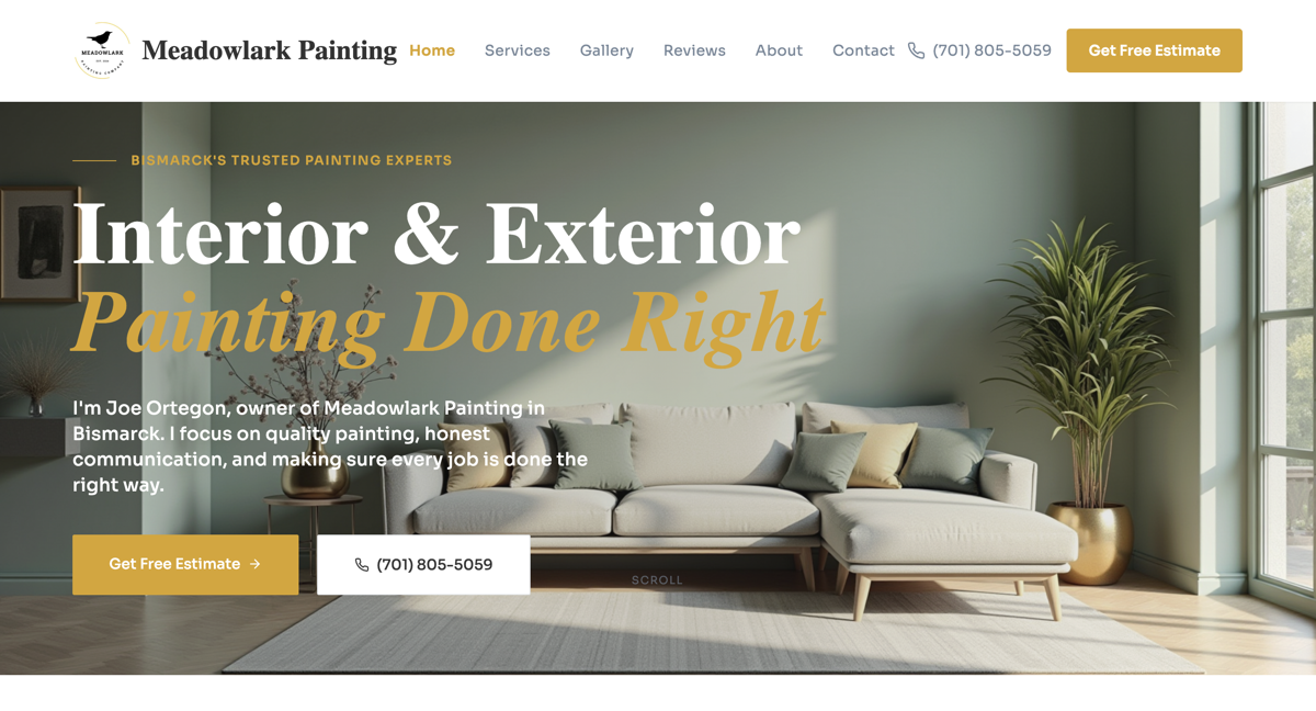 Meadowlark Painting site screenshot